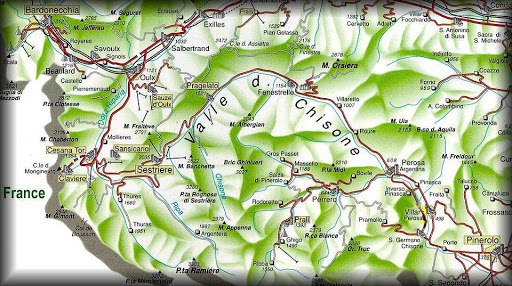 Mappa illustrata delle Valli Chisone e Germanasca